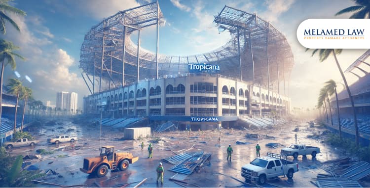 What is the plan for rebuilding Tropicana Field after the damage caused by Hurricane Milton_